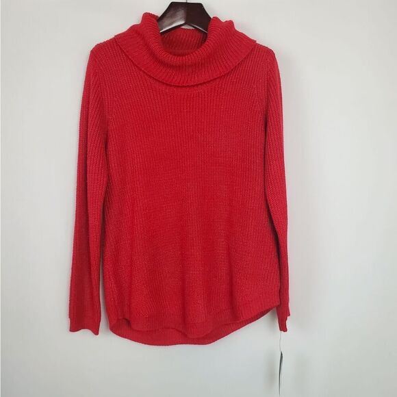 AB Studio XL Red Sparkle Cowl neck Sweater NWT - Picture 2 of 6